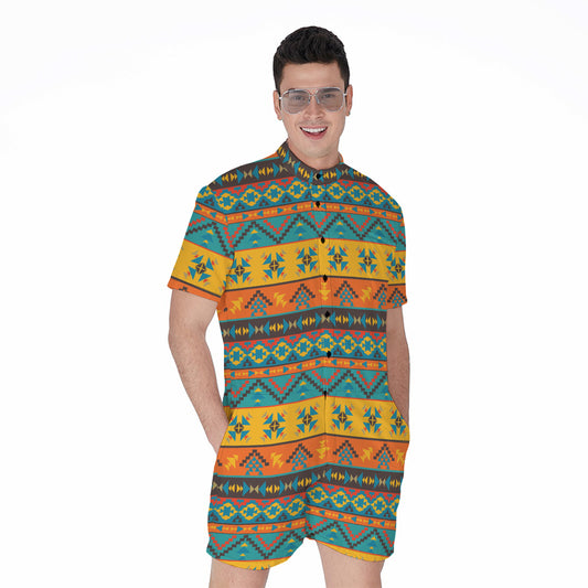 Native Indian Inspired Pattern Print Men's Rompers