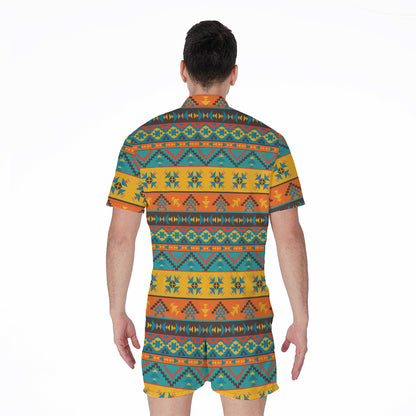 Native Indian Inspired Pattern Print Men's Rompers