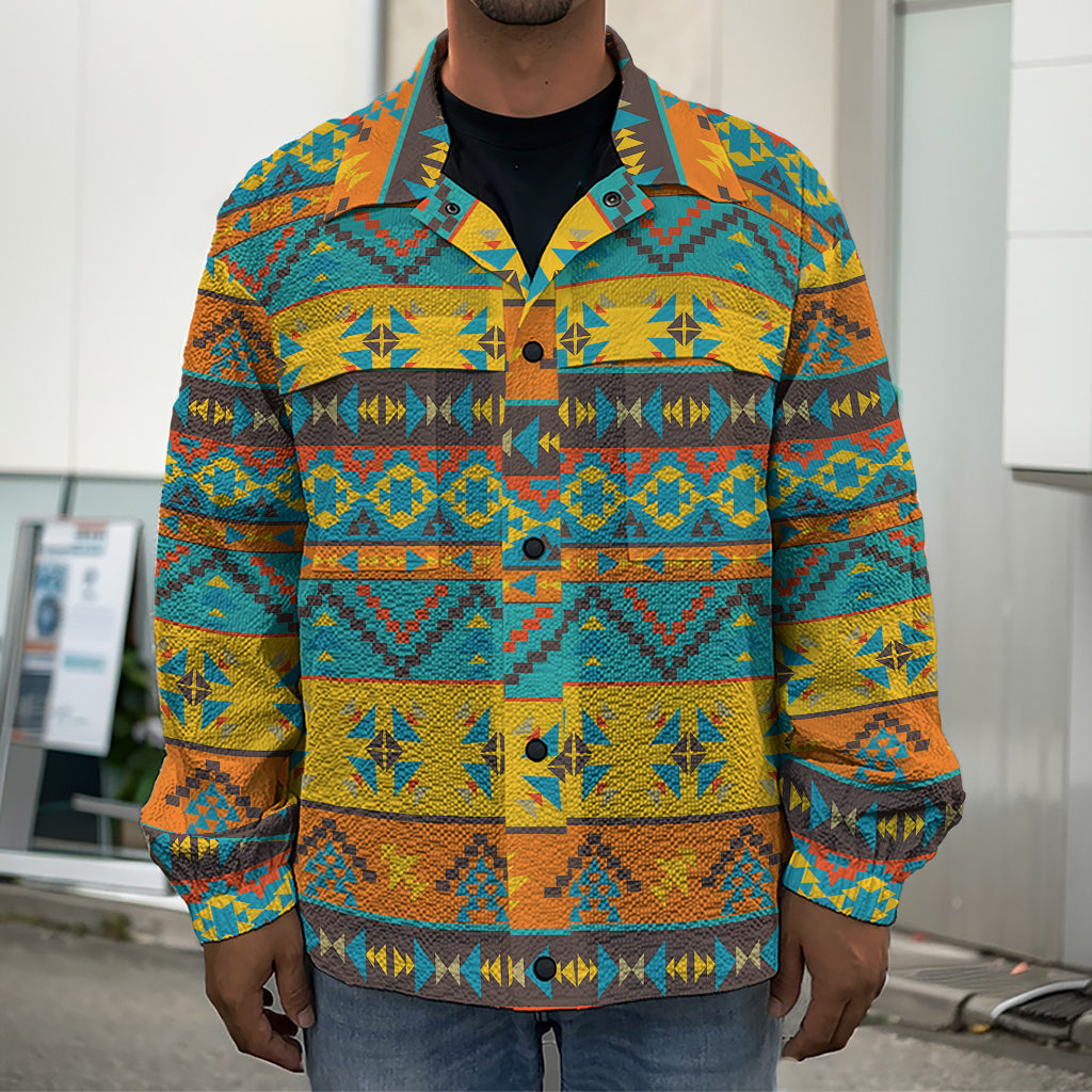 Native Indian Inspired Pattern Print Men's Shirt Jacket