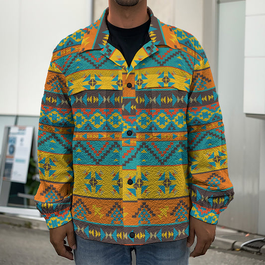 Native Indian Inspired Pattern Print Men's Shirt Jacket