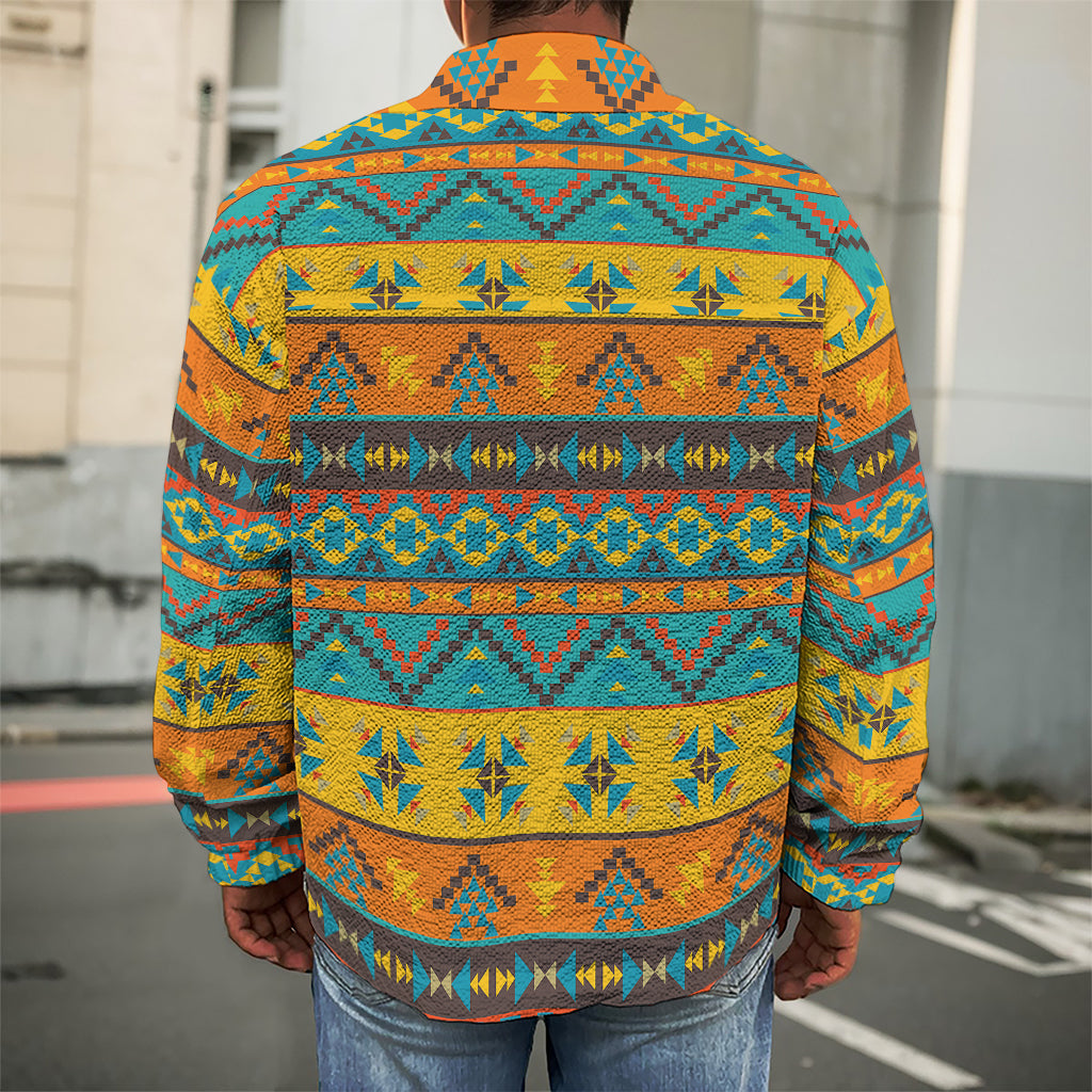 Native Indian Inspired Pattern Print Men's Shirt Jacket
