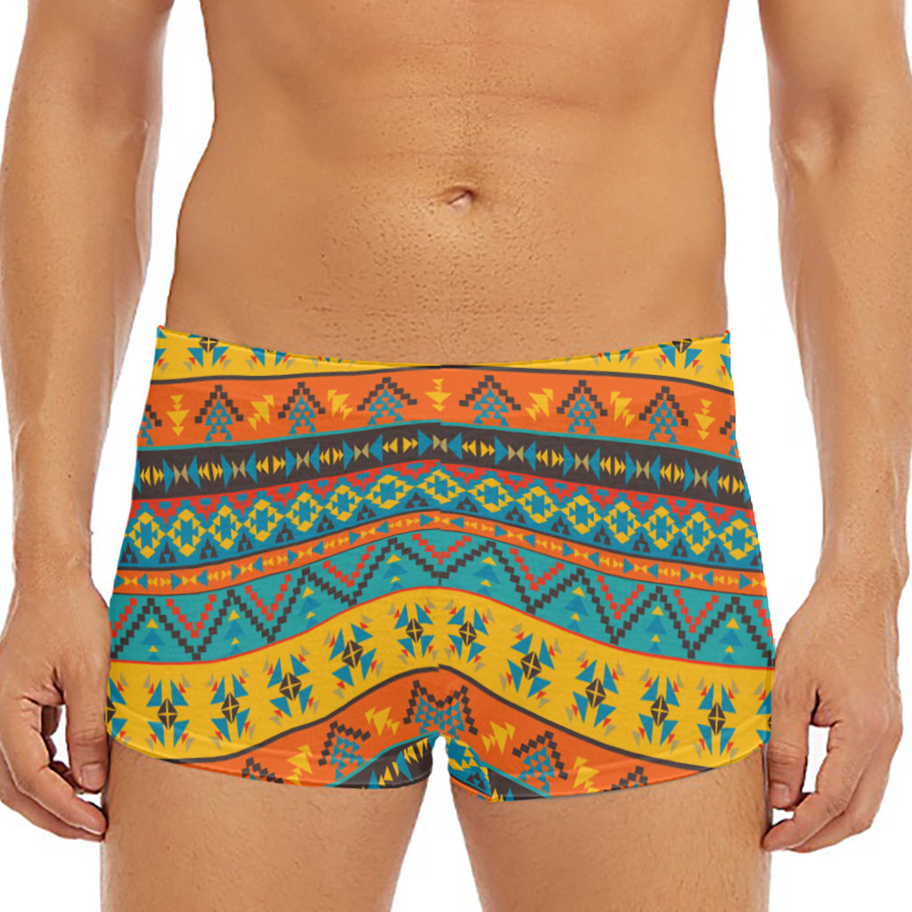 Native Indian Inspired Pattern Print Men's Short Boxer Briefs