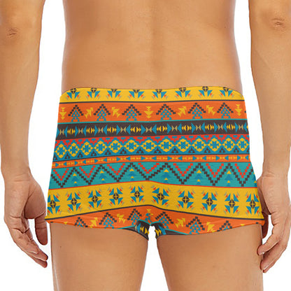 Native Indian Inspired Pattern Print Men's Short Boxer Briefs