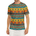 Native Indian Inspired Pattern Print Men's Short Sleeve Rash Guard