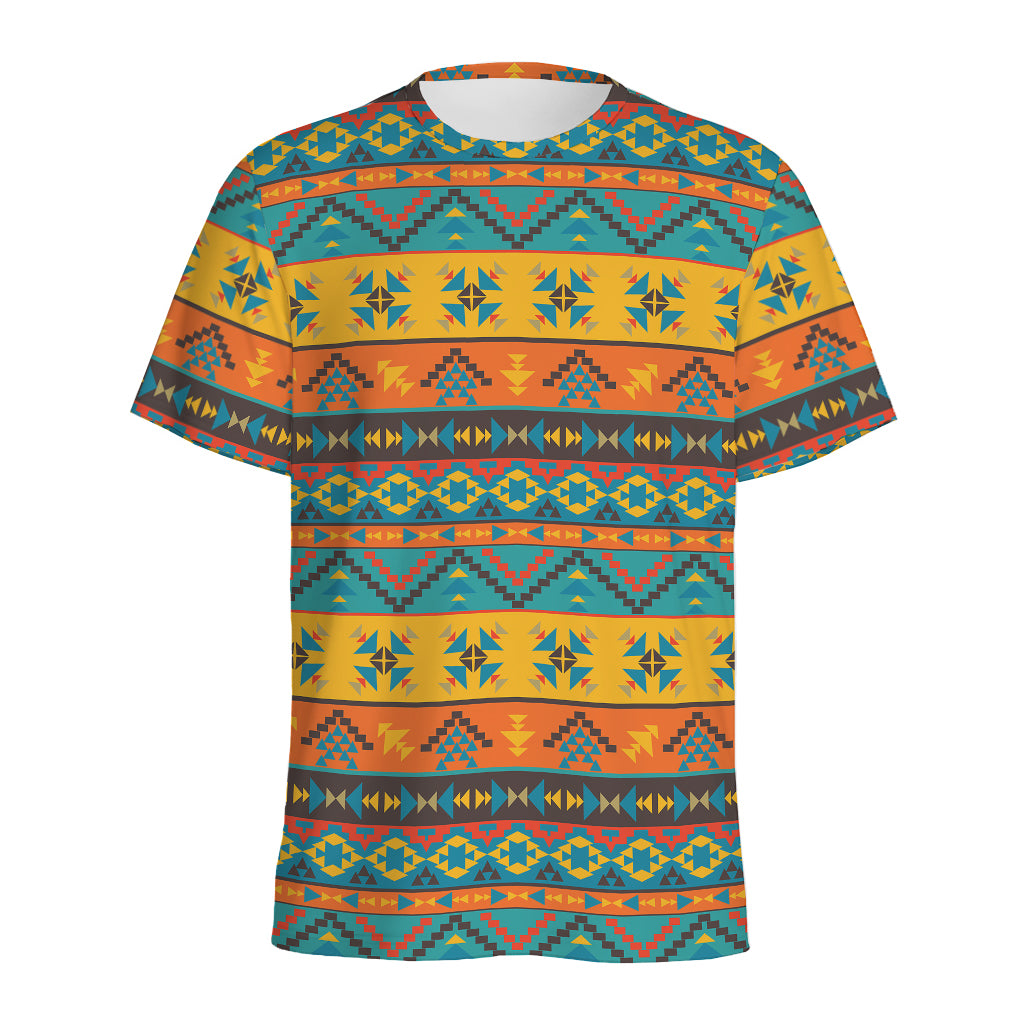 Native Indian Inspired Pattern Print Men's Sports T-Shirt