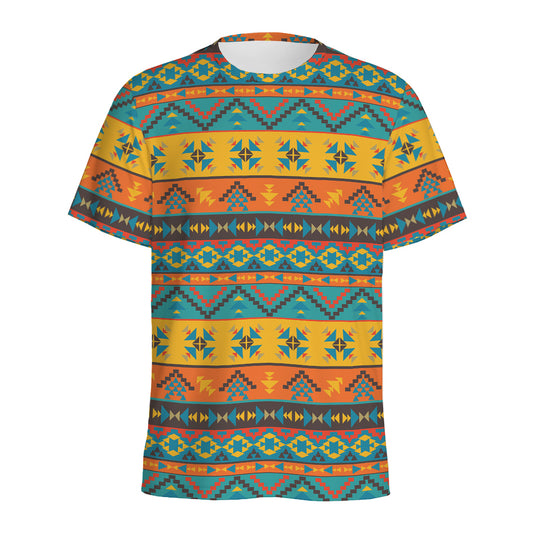 Native Indian Inspired Pattern Print Men's Sports T-Shirt