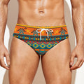 Native Indian Inspired Pattern Print Men's Swim Briefs