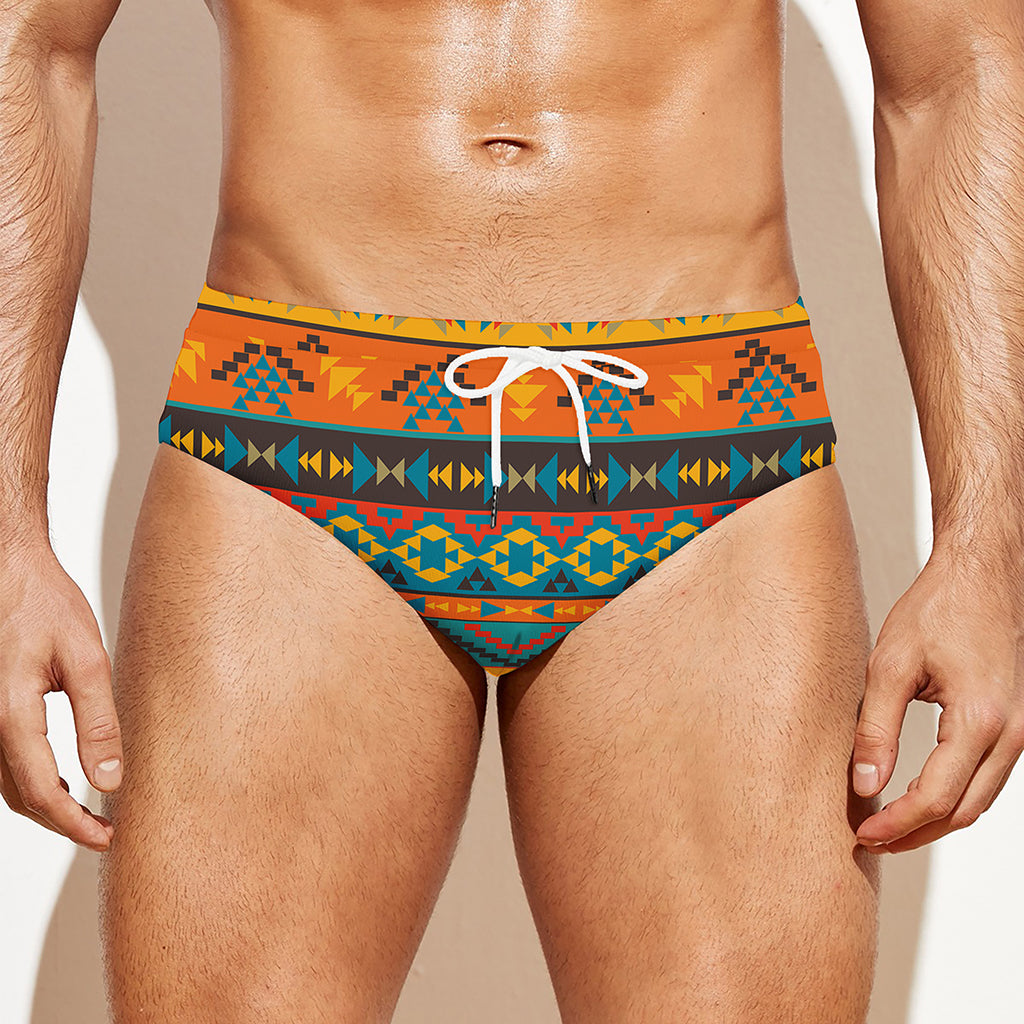 Native Indian Inspired Pattern Print Men's Swim Briefs