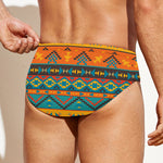 Native Indian Inspired Pattern Print Men's Swim Briefs