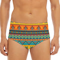 Native Indian Inspired Pattern Print Men's Triangle Swim Briefs