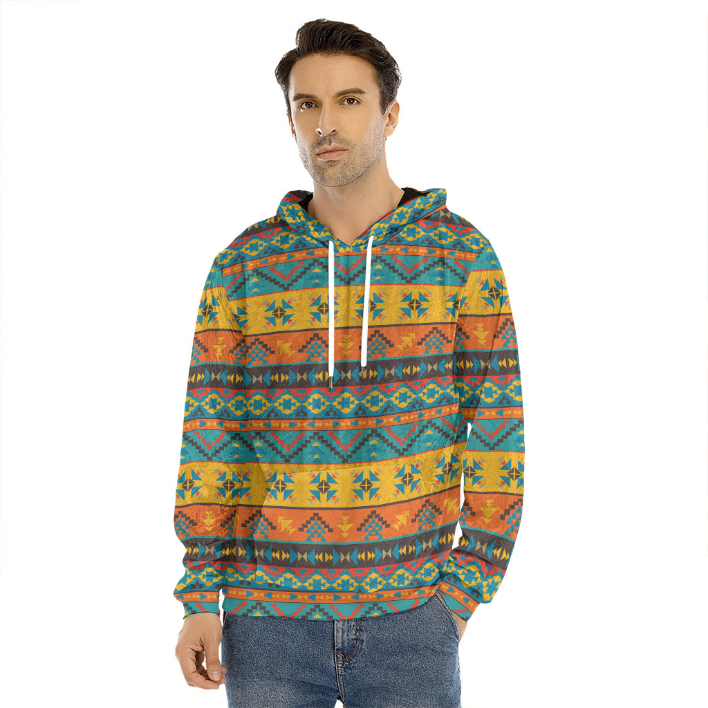 Native Indian Inspired Pattern Print Men's Velvet Pullover Hoodie