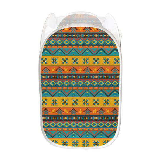Native Indian Inspired Pattern Print Mesh Laundry Hamper