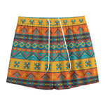 Native Indian Inspired Pattern Print Mesh Shorts