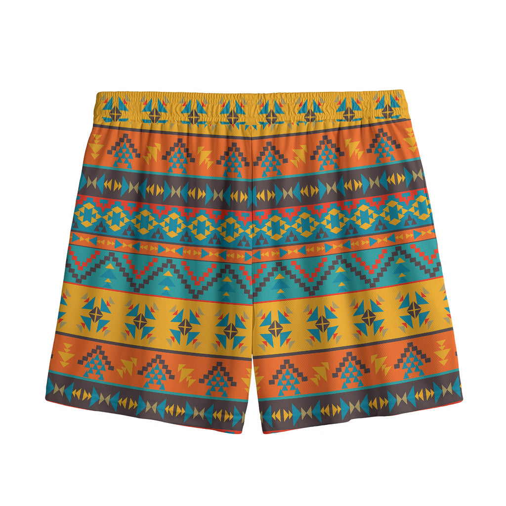 Native Indian Inspired Pattern Print Mesh Shorts
