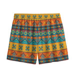 Native Indian Inspired Pattern Print Mesh Shorts