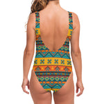 Native Indian Inspired Pattern Print One Piece Swimsuit