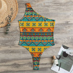 Native Indian Inspired Pattern Print One Shoulder Bodysuit