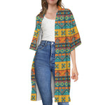 Native Indian Inspired Pattern Print Open Front Beach Cover Up