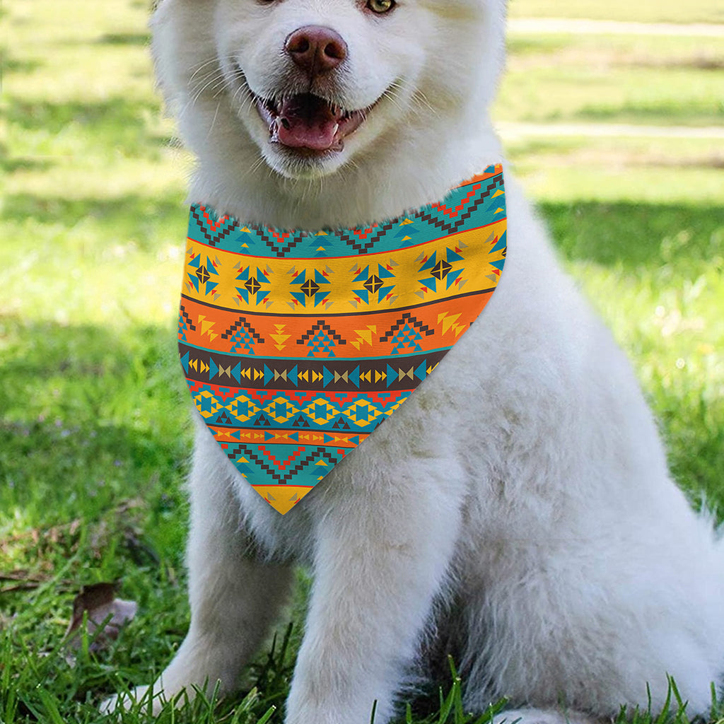 Native Indian Inspired Pattern Print Over The Collar Dog Bandana