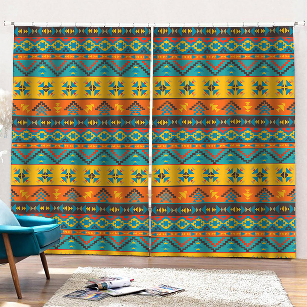 Native Indian Inspired Pattern Print Pencil Pleat Curtains