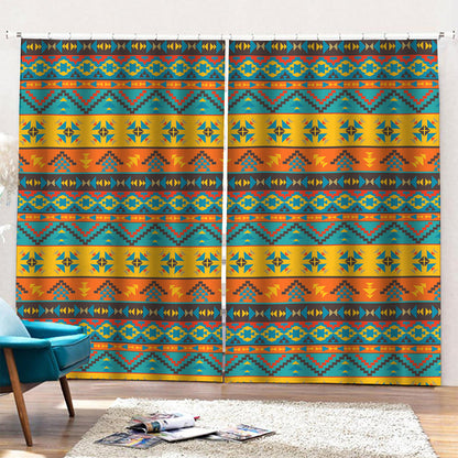 Native Indian Inspired Pattern Print Pencil Pleat Curtains