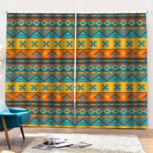 Native Indian Inspired Pattern Print Pencil Pleat Curtains