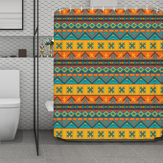 Native Indian Inspired Pattern Print Polyester Shower Curtain
