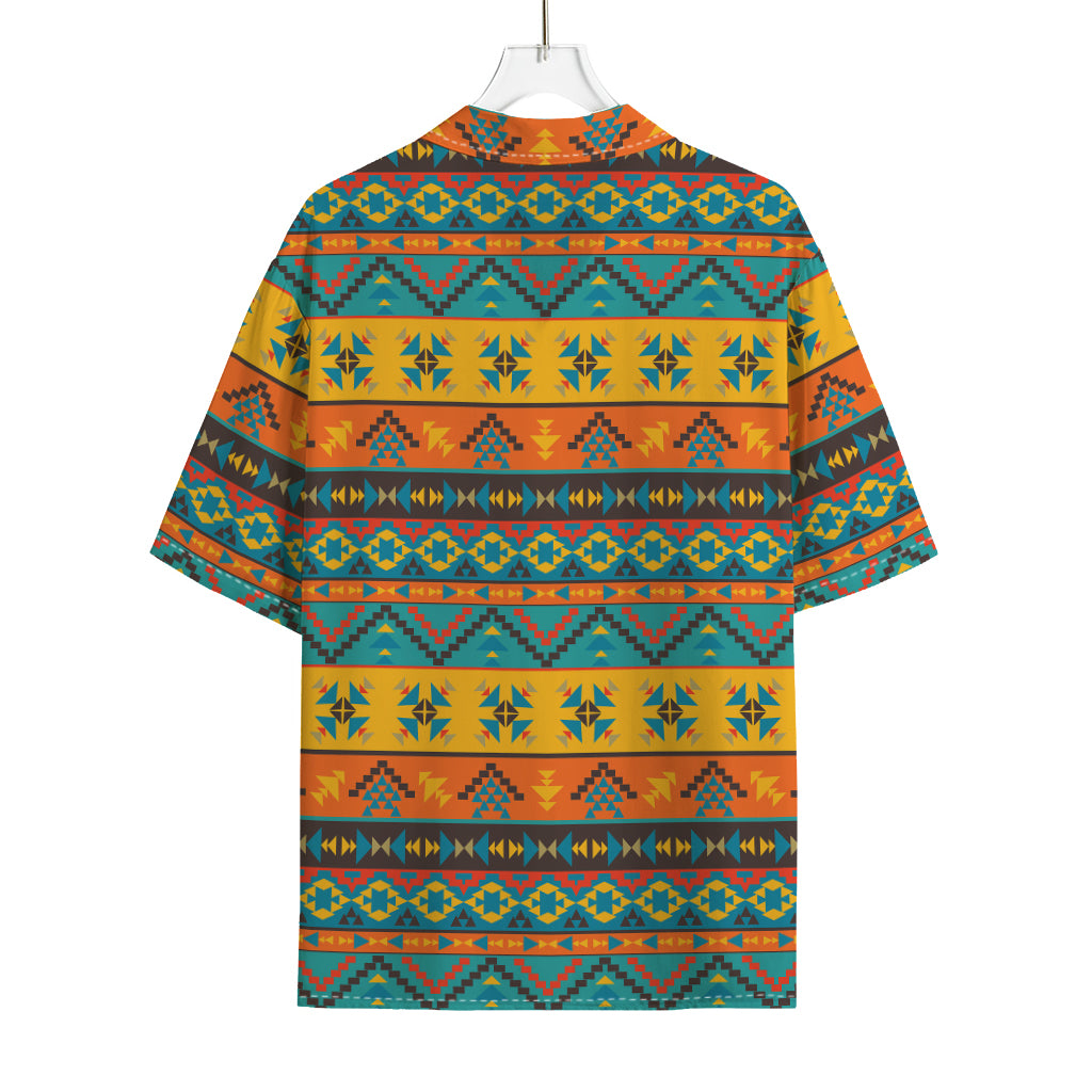 Native Indian Inspired Pattern Print Rayon Hawaiian Shirt