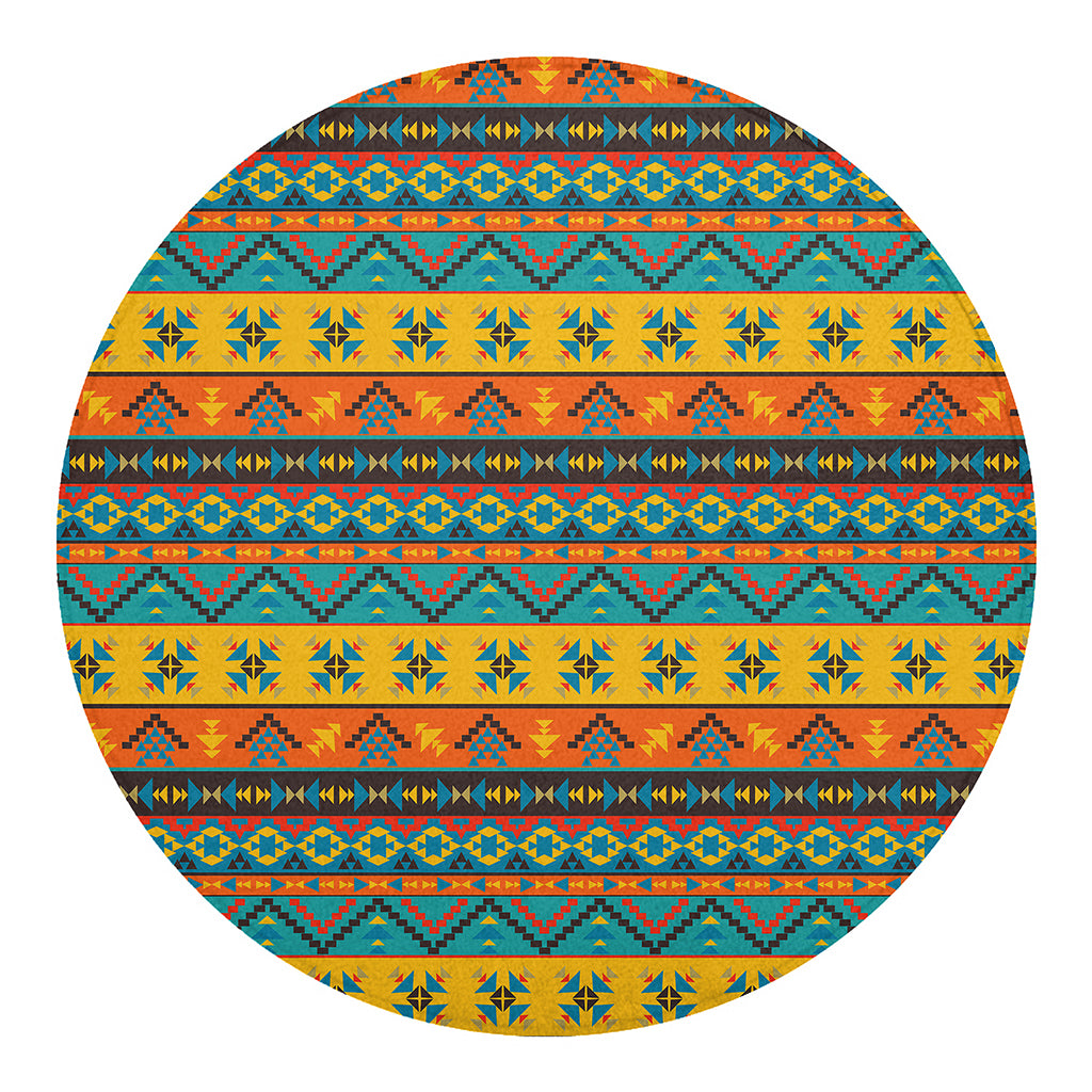 Native Indian Inspired Pattern Print Round Blanket
