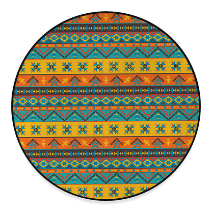 Native Indian Inspired Pattern Print Round Floor Mat
