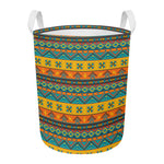 Native Indian Inspired Pattern Print Round Laundry Basket