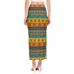 Native Indian Inspired Pattern Print Side Slit Maxi Skirt
