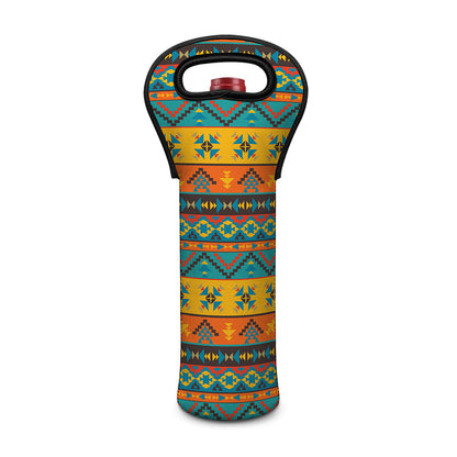 Native Indian Inspired Pattern Print Single Neoprene Wine Tote