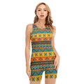 Native Indian Inspired Pattern Print Sleeveless One Piece Swimsuit