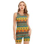 Native Indian Inspired Pattern Print Sleeveless One Piece Swimsuit