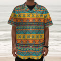 Native Indian Inspired Pattern Print Textured Short Sleeve Shirt