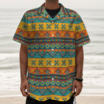 Native Indian Inspired Pattern Print Textured Short Sleeve Shirt