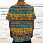 Native Indian Inspired Pattern Print Textured Short Sleeve Shirt