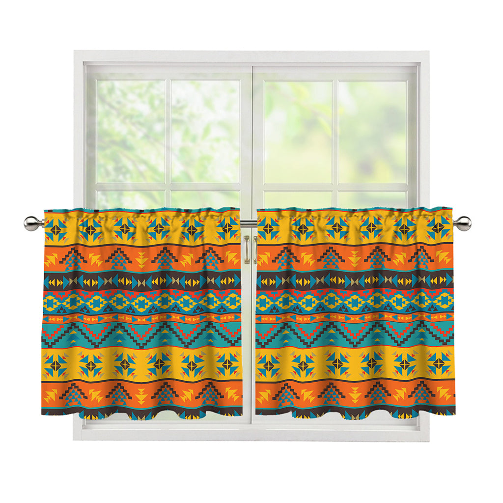 Native Indian Inspired Pattern Print Tier Curtains