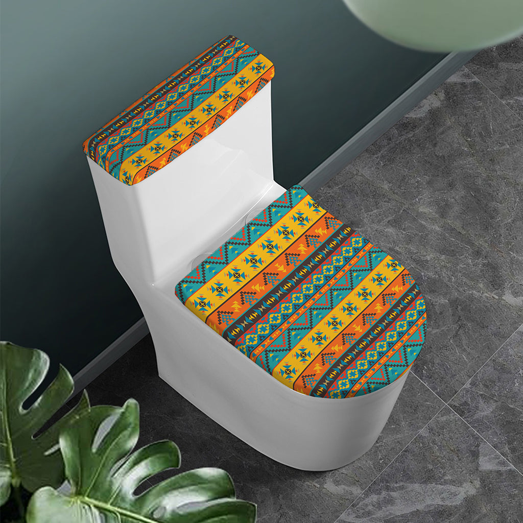 Native Indian Inspired Pattern Print Toilet Lid And Tank Cover Set