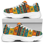 Native Indian Inspired Pattern Print White Chunky Shoes