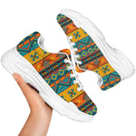 Native Indian Inspired Pattern Print White Chunky Shoes