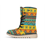 Native Indian Inspired Pattern Print Winter Boots