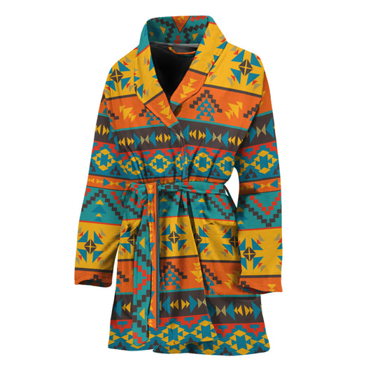 Native Indian Inspired Pattern Print Women's Bathrobe