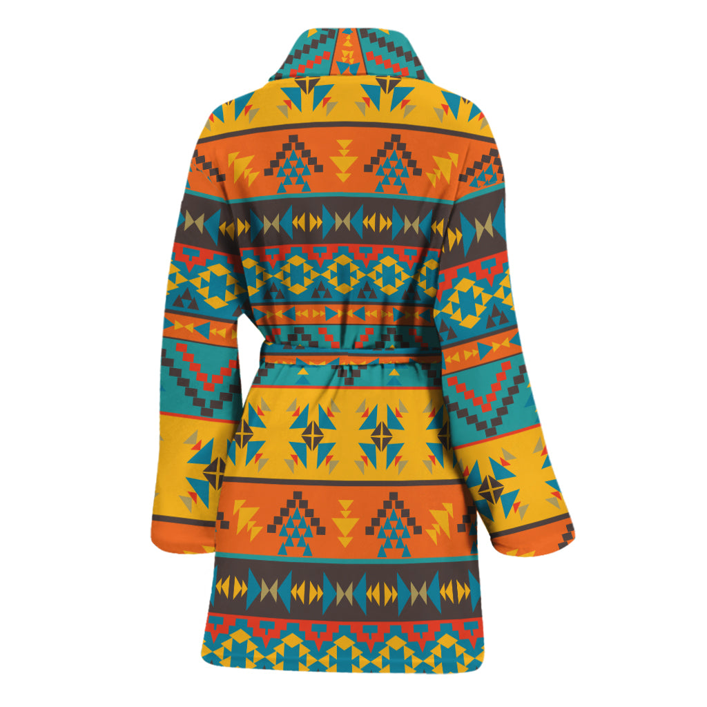 Native Indian Inspired Pattern Print Women's Bathrobe