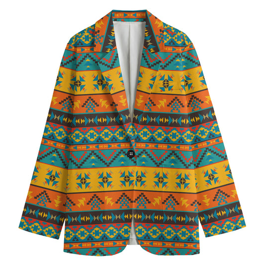 Native Indian Inspired Pattern Print Women's Blazer