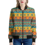 Native Indian Inspired Pattern Print Women's Bomber Jacket