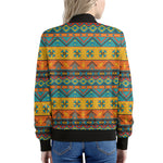 Native Indian Inspired Pattern Print Women's Bomber Jacket