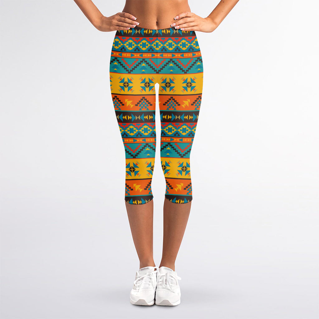Native Indian Inspired Pattern Print Women's Capri Leggings