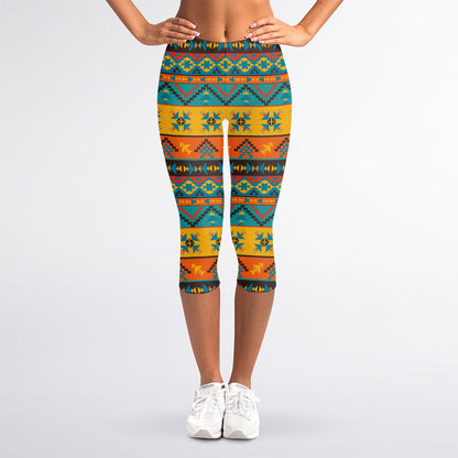 Native Indian Inspired Pattern Print Women's Capri Leggings